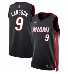 Men's Miami Heat #9 Pelle Larsson Black 2024 Draft Icon Edition Stitched Basketball Jersey