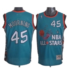 Men's Mitchell and Ness Miami Heat #45 Alonzo Mourning Authentic Light Blue 1996 All Star Throwback NBA Jersey