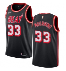 Men's Nike Miami Heat #33 Alonzo Mourning Authentic Black Black Fashion Hardwood Classics NBA Jersey