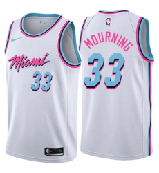 Men's Nike Miami Heat #33 Alonzo Mourning Authentic White NBA Jersey - City Edition