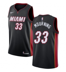 Men's Nike Miami Heat #33 Alonzo Mourning Swingman Black Road NBA Jersey - Icon Edition