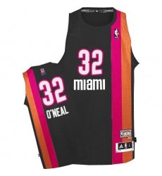 Men's Adidas Miami Heat #32 Shaquille O'Neal Authentic Black ABA Hardwood Classic NBA Jersey