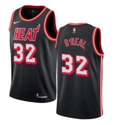 Men's Nike Miami Heat #32 Shaquille O'Neal Authentic Black Black Fashion Hardwood Classics NBA Jersey