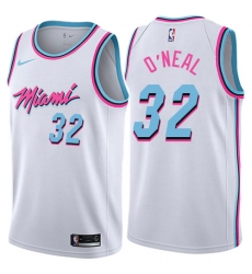 Men's Nike Miami Heat #32 Shaquille O'Neal Authentic White NBA Jersey - City Edition