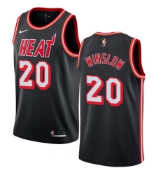 Men's Nike Miami Heat #20 Justise Winslow Authentic Black Black Fashion Hardwood Classics NBA Jersey