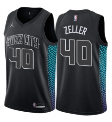 Men's Nike Jordan Charlotte Hornets #40 Cody Zeller Authentic Black NBA Jersey - City Edition