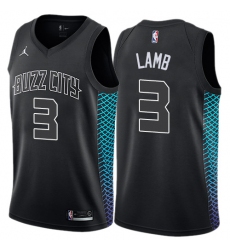 Men's Nike Jordan Charlotte Hornets #3 Jeremy Lamb Authentic Black NBA Jersey - City Edition