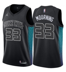 Men's Nike Jordan Charlotte Hornets #33 Alonzo Mourning Authentic Black NBA Jersey - City Edition