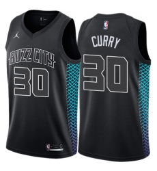 Men's Nike Jordan Charlotte Hornets #30 Dell Curry Authentic Black NBA Jersey - City Edition