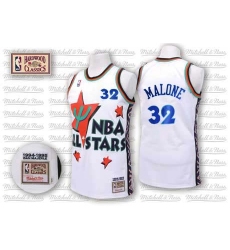 Men's Adidas Utah Jazz #32 Karl Malone Swingman White 1995 All Star Throwback NBA Jersey