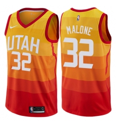 Men's Nike Utah Jazz #32 Karl Malone Swingman Orange NBA Jersey - City Edition