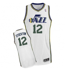 Men's Adidas Utah Jazz #12 John Stockton Authentic White Home NBA Jersey