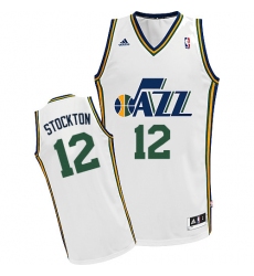 Men's Adidas Utah Jazz #12 John Stockton Swingman White Home NBA Jersey