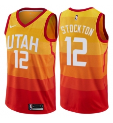 Men's Nike Utah Jazz #12 John Stockton Swingman Orange NBA Jersey - City Edition