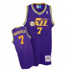 Men's Adidas Utah Jazz #7 Pete Maravich Swingman Purple Throwback NBA Jersey