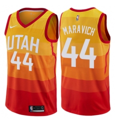 Men's Nike Utah Jazz #44 Pete Maravich Authentic Orange NBA Jersey - City Edition