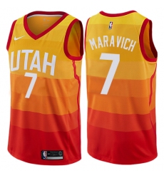 Men's Nike Utah Jazz #7 Pete Maravich Authentic Orange NBA Jersey - City Edition