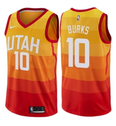 Men's Nike Utah Jazz #10 Alec Burks Authentic Orange NBA Jersey - City Edition