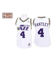 Men's Mitchell and Ness Utah Jazz #4 Adrian Dantley Authentic White Throwback NBA Jersey