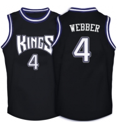 Men's Adidas Sacramento Kings #4 Chris Webber Authentic Black Throwback NBA Jersey