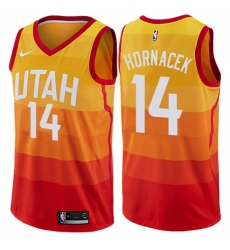 Men's Nike Utah Jazz #14 Jeff Hornacek Authentic Orange NBA Jersey - City Edition