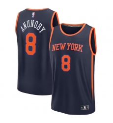 Men's New York Knicks #8 OG Anunoby Navy Statement Edition Stitched Basketball Jersey