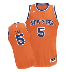 Men's Adidas New York Knicks #5 Courtney Lee Swingman Orange Alternate NBA Jersey