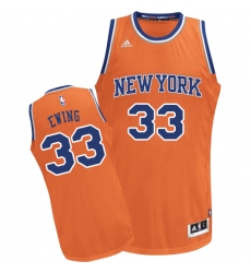 Men's Adidas New York Knicks #33 Patrick Ewing Swingman Orange Alternate NBA Jersey