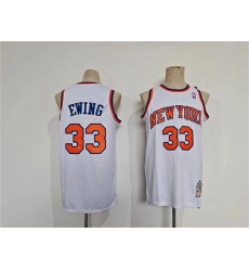 Men's New Yok Knicks #33 Patrick Ewing White Throwback Stitched Jersey