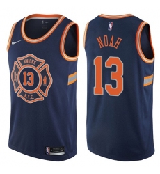 Men's Nike New York Knicks #13 Joakim Noah Authentic Navy Blue NBA Jersey - City Edition