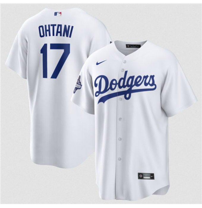 Men's Los Angeles Dodgers #17 Shohei Ohtani White 2025 World Series Champions Stitched Baseball Jersey