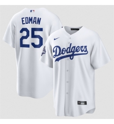 Men's Los Angeles Dodgers #25 Tommy Edman White 2025 World Series Champions Home Cool Base Stitched Baseball Jersey