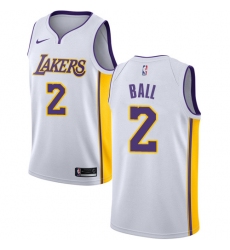 Men's Nike Los Angeles Lakers #2 Lonzo Ball Authentic White NBA Jersey - Association Edition