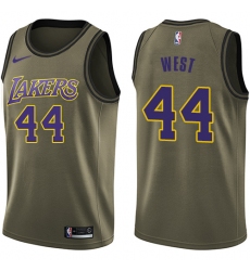 Men's Nike Los Angeles Lakers #44 Jerry West Swingman Green Salute to Service NBA Jersey