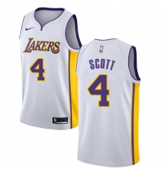 Men's Nike Los Angeles Lakers #4 Byron Scott Authentic White NBA Jersey - Association Edition