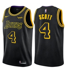 Youth Nike Los Angeles Lakers #4 Byron Scott Swingman Black NBA Jersey - City Edition