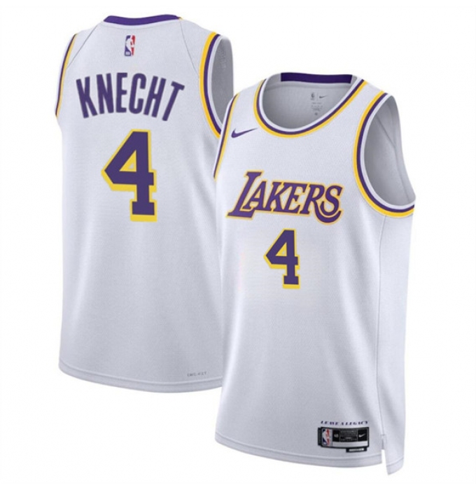 Men's Los Angeles Lakers #4 Dalton Knecht White 2024 Draft Association Edition Stitched Basketball Jersey