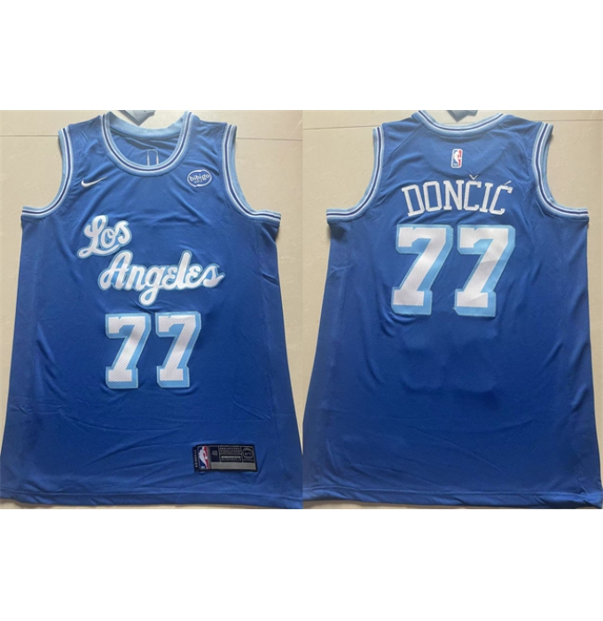 Men's Los Angeles Lakers #77 Luka Doncic Blue 2025 Stitched Basketball Jersey