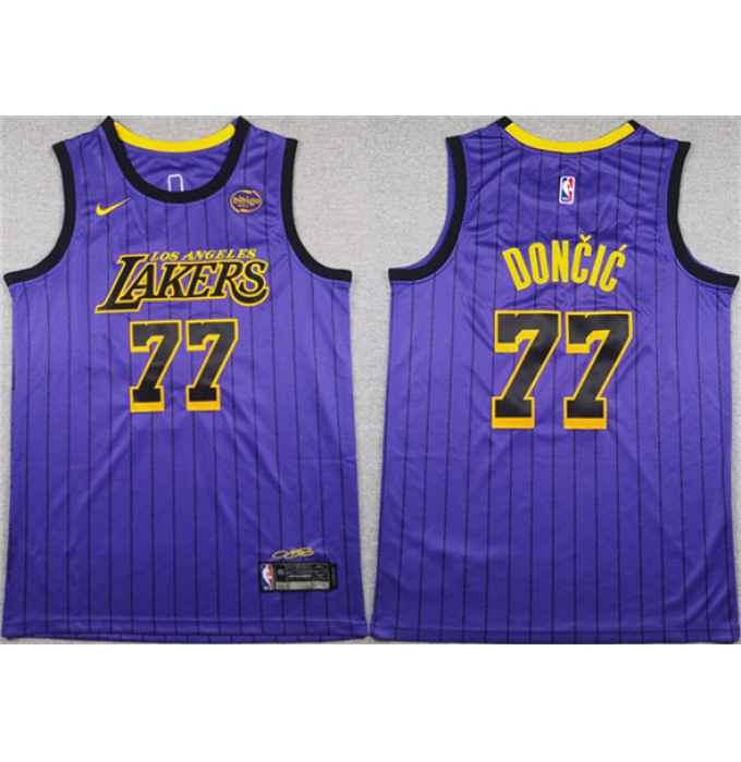 Men's Los Angeles Lakers #77 Luka Doncic Purple 2025 Stitched Basketball Jersey