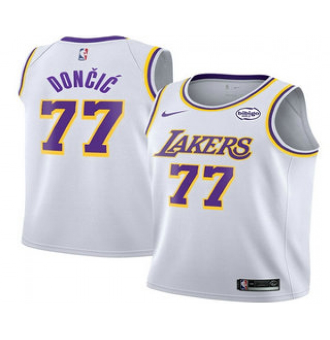 Men's Los Angeles Lakers #77 Luka Doncic White 2025 Association Edition Stitched Jersey