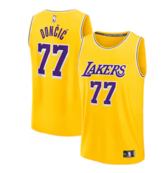 Men's Los Angeles Lakers #77 Luka Dončić Fanatics Gold Fast Break Replica Player Jersey