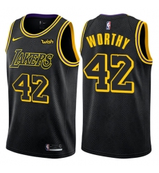 Women's Nike Los Angeles Lakers #42 James Worthy Swingman Black NBA Jersey - City Edition