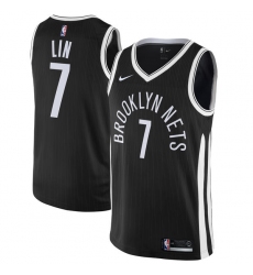 Men's Nike Brooklyn Nets #7 Jeremy Lin Authentic Black NBA Jersey - City Edition