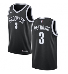 Men's Nike Brooklyn Nets #3 Drazen Petrovic Swingman Black Road NBA Jersey - Icon Edition