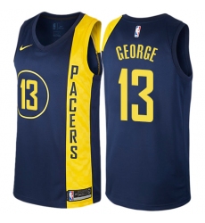 Men's Nike Indiana Pacers #13 Paul George Authentic Navy Blue NBA Jersey - City Edition