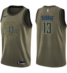 Men's Nike Indiana Pacers #13 Paul George Swingman Green Salute to Service NBA Jersey
