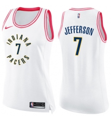 Women's Nike Indiana Pacers #7 Al Jefferson Swingman White/Pink Fashion NBA Jersey