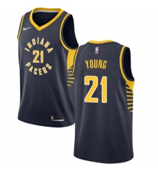 Youth Nike Indiana Pacers #21 Thaddeus Young Authentic Navy Blue Road NBA Jersey - Icon Edition