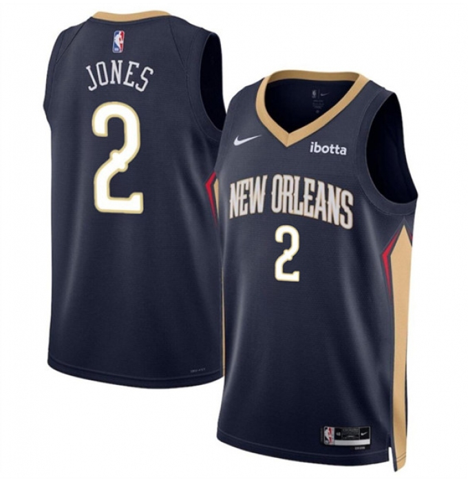 Men's New Orleans Pelicans #2 Herb Jones Navy 2024 Icon Edition Stitched Basketball Jersey