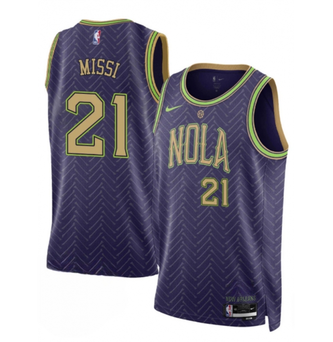 Men's New Orleans Pelicans #21 Yves Missi Purple 2024-25 City Ediiton Stitched Basketball Jersey